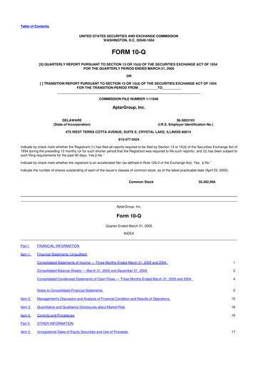 Thumbnail AptarGroup 10-Q Quarterly Report FY 