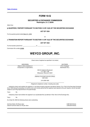 Thumbnail Weyco Group 10-Q Quarterly Report FY 