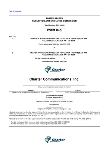 Thumbnail Charter Communications 10-Q Quarterly Report FY 