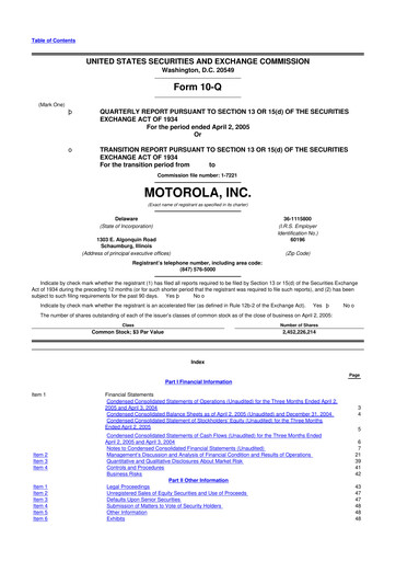 Thumbnail Motorola Solutions
 10-Q Quarterly Report FY 