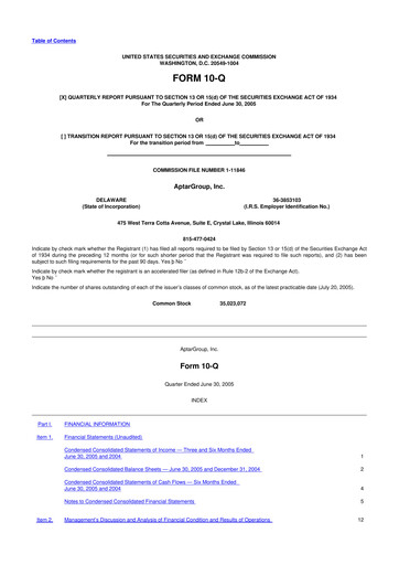 Thumbnail AptarGroup 10-Q Quarterly Report FY 