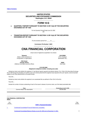Thumbnail CNA Financial 10-Q Quarterly Report FY 