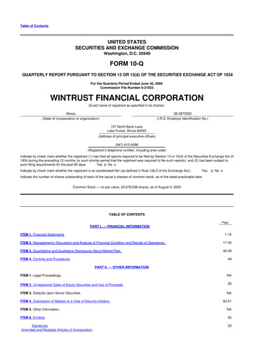 Thumbnail Wintrust Financial 10-Q Quarterly Report FY 