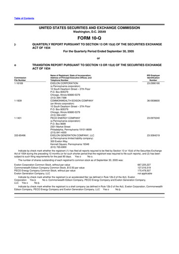 Thumbnail Exelon Corporation 10-Q Quarterly Report FY 