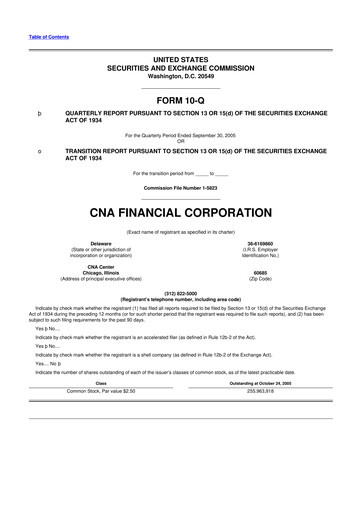 Thumbnail CNA Financial 10-Q Quarterly Report FY 