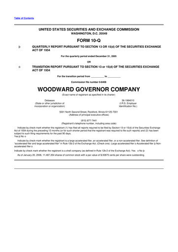 Thumbnail Woodward 10-Q Quarterly Report FY 