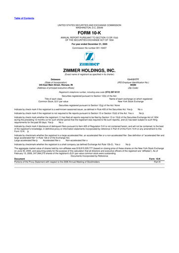 Thumbnail Zimmer Biomet 10-K Annual Report 