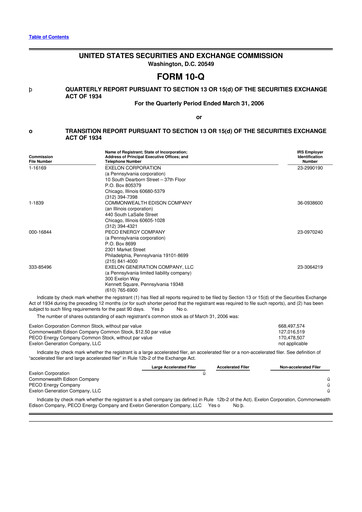 Thumbnail Exelon Corporation 10-Q Quarterly Report FY 