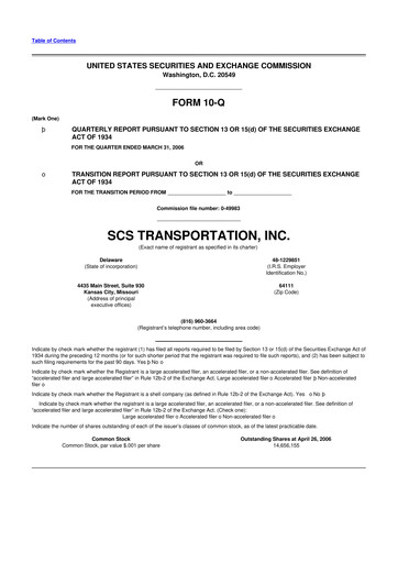 Thumbnail Saia
 10-Q Quarterly Report FY 