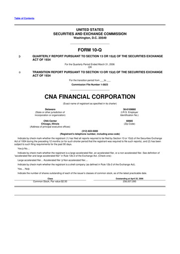 Thumbnail CNA Financial 10-Q Quarterly Report FY 