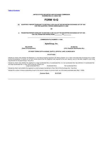 Thumbnail AptarGroup 10-Q Quarterly Report FY 