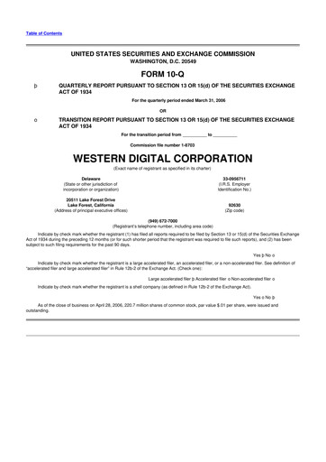 Thumbnail Western Digital 10-Q Quarterly Report FY 