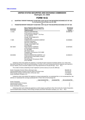 Thumbnail Exelon Corporation 10-Q Quarterly Report FY 