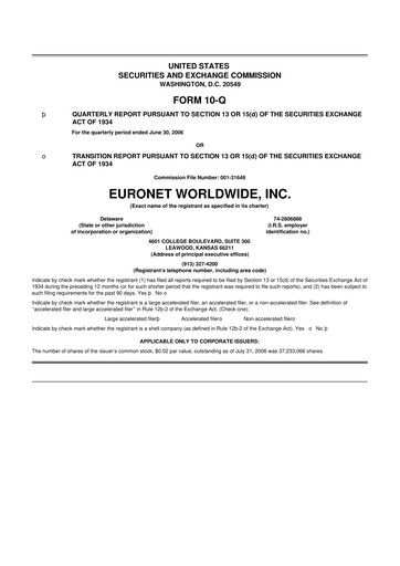 Vorschaubild Euronet Worldwide
 10-Q Quartalsbericht  