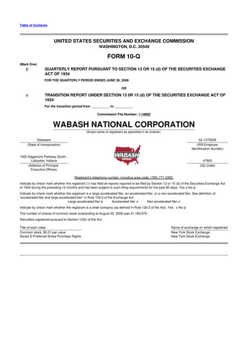 Vorschaubild Wabash National
 10-Q Quartalsbericht  