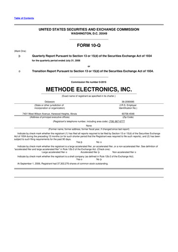 Thumbnail Methode Electronics
 10-Q Quarterly Report FY 
