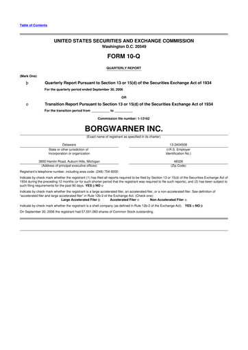 Thumbnail BorgWarner 10-Q Quarterly Report FY 