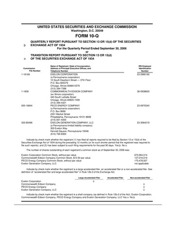 Thumbnail Exelon Corporation 10-Q Quarterly Report FY 