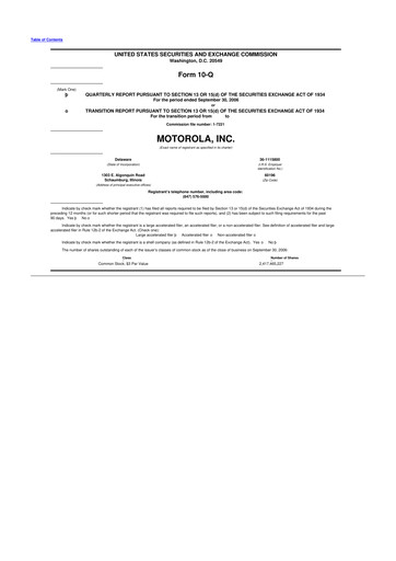 Thumbnail Motorola Solutions
 10-Q Quarterly Report FY 