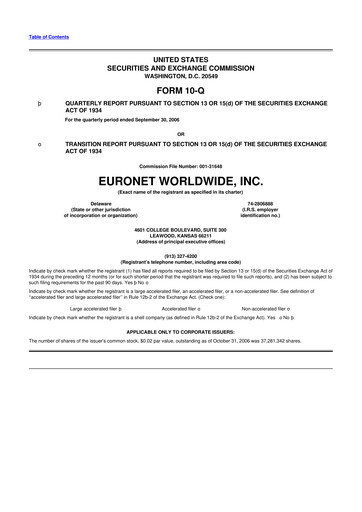 Vorschaubild Euronet Worldwide
 10-Q Quartalsbericht  