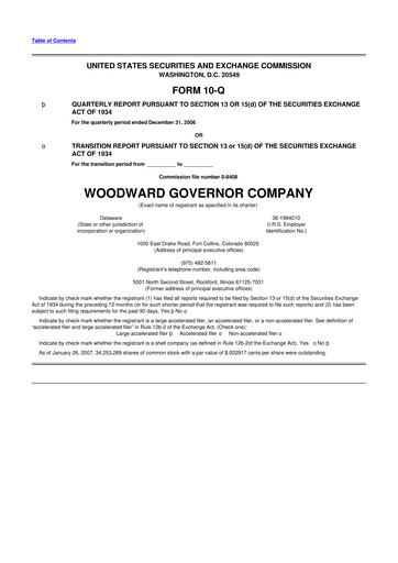 Thumbnail Woodward 10-Q Quarterly Report FY 