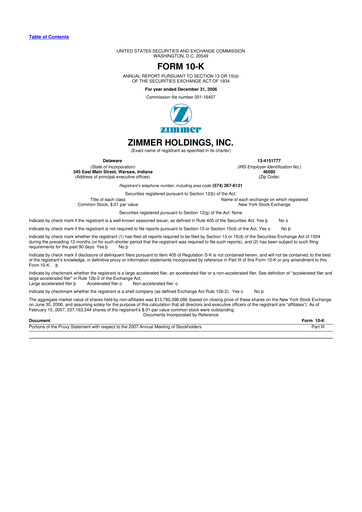 Thumbnail Zimmer Biomet 10-K Annual Report 
