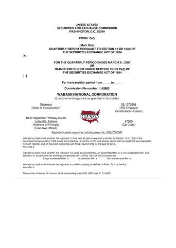 Vorschaubild Wabash National
 10-Q Quartalsbericht  