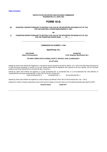 Thumbnail AptarGroup 10-Q Quarterly Report FY 