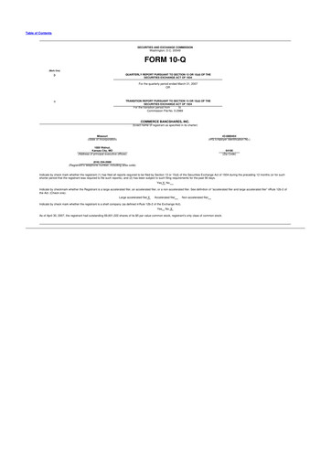 Thumbnail Commerce Bancshares
 10-Q Quarterly Report FY 