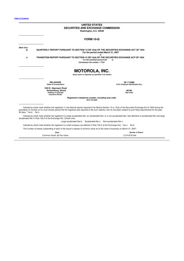 Thumbnail Motorola Solutions
 10-Q Quarterly Report FY 