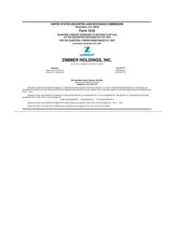 Thumbnail Zimmer Biomet 10-Q Quarterly Report FY 
