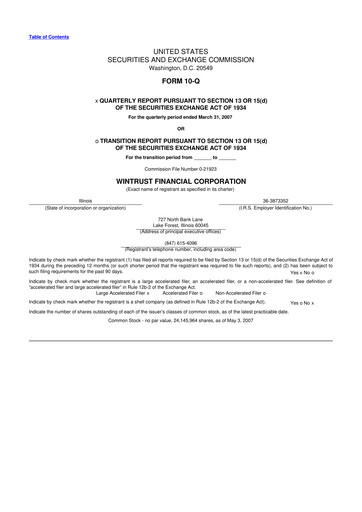 Thumbnail Wintrust Financial 10-Q Quarterly Report FY 