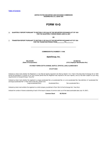 Thumbnail AptarGroup 10-Q Quarterly Report FY 