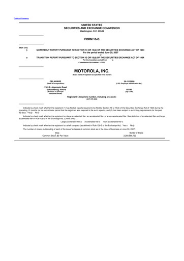 Thumbnail Motorola Solutions
 10-Q Quarterly Report FY 