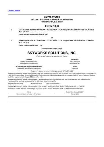 Thumbnail Skyworks Solutions
 10-Q Quarterly Report FY 