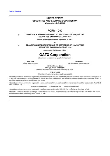 Miniature GATX 10-Q Rapport trimestriel  