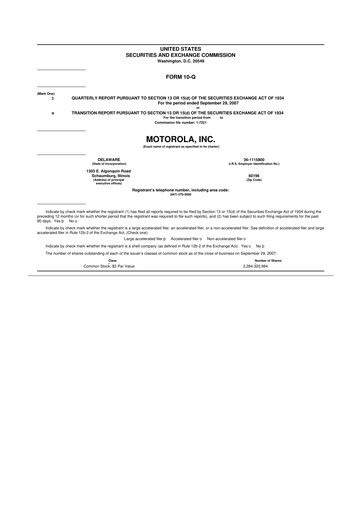 Thumbnail Motorola Solutions
 10-Q Quarterly Report FY 