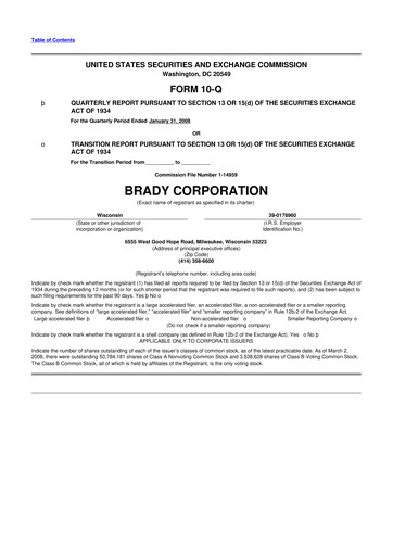 Thumbnail Brady Corporation 10-Q Quarterly Report FY 