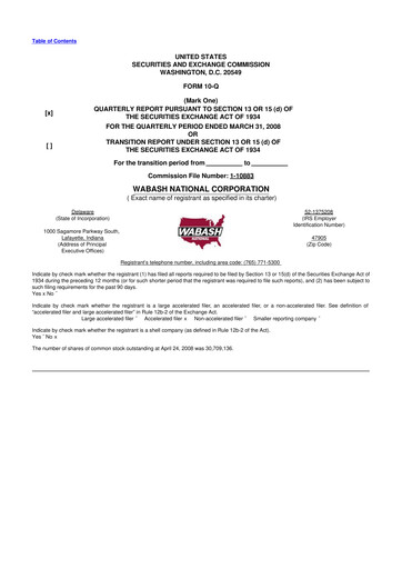 Vorschaubild Wabash National
 10-Q Quartalsbericht  