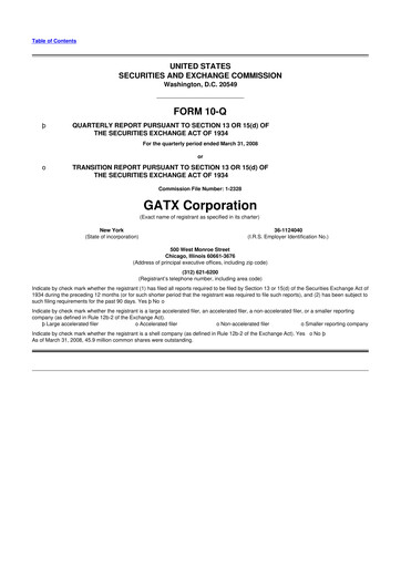 Miniature GATX 10-Q Rapport trimestriel  