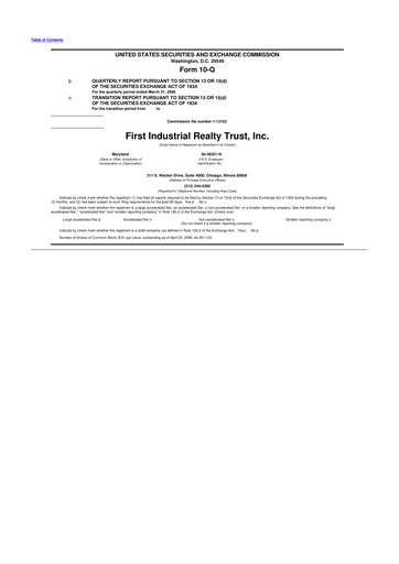 Thumbnail First Industrial Realty Trust 10-Q Quarterly Report FY 