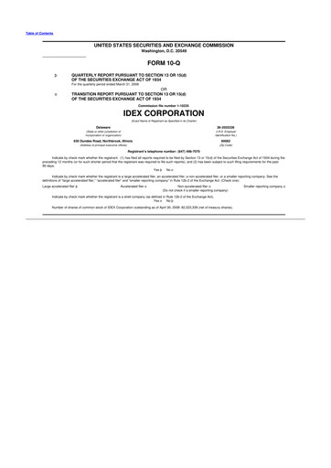 Vorschaubild IDEX 10-Q Quartalsbericht  