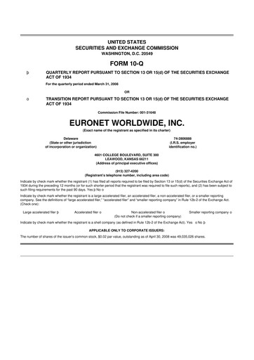 Vorschaubild Euronet Worldwide
 10-Q Quartalsbericht  