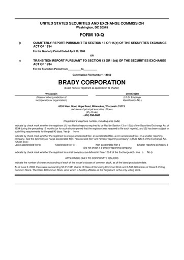 Thumbnail Brady Corporation 10-Q Quarterly Report FY 