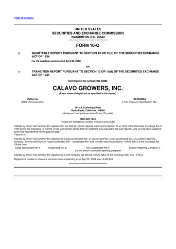 Thumbnail Calavo Growers
 10-Q Quarterly Report FY 