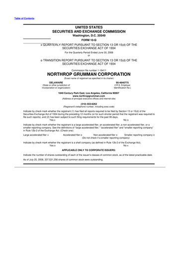 Thumbnail Northrop Grumman 10-Q Quarterly Report FY 