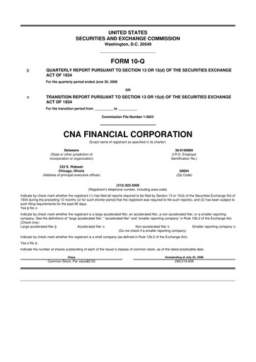 Thumbnail CNA Financial 10-Q Quarterly Report FY 
