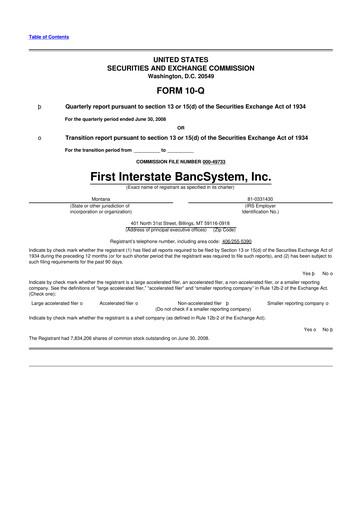 Thumbnail First Interstate BancSystem 10-Q Quarterly Report FY 