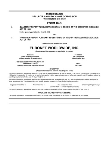 Vorschaubild Euronet Worldwide
 10-Q Quartalsbericht  