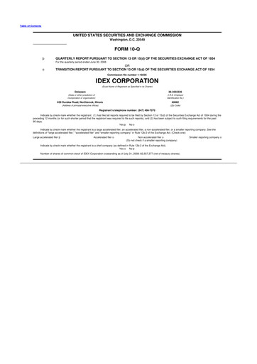 Vorschaubild IDEX 10-Q Quartalsbericht  